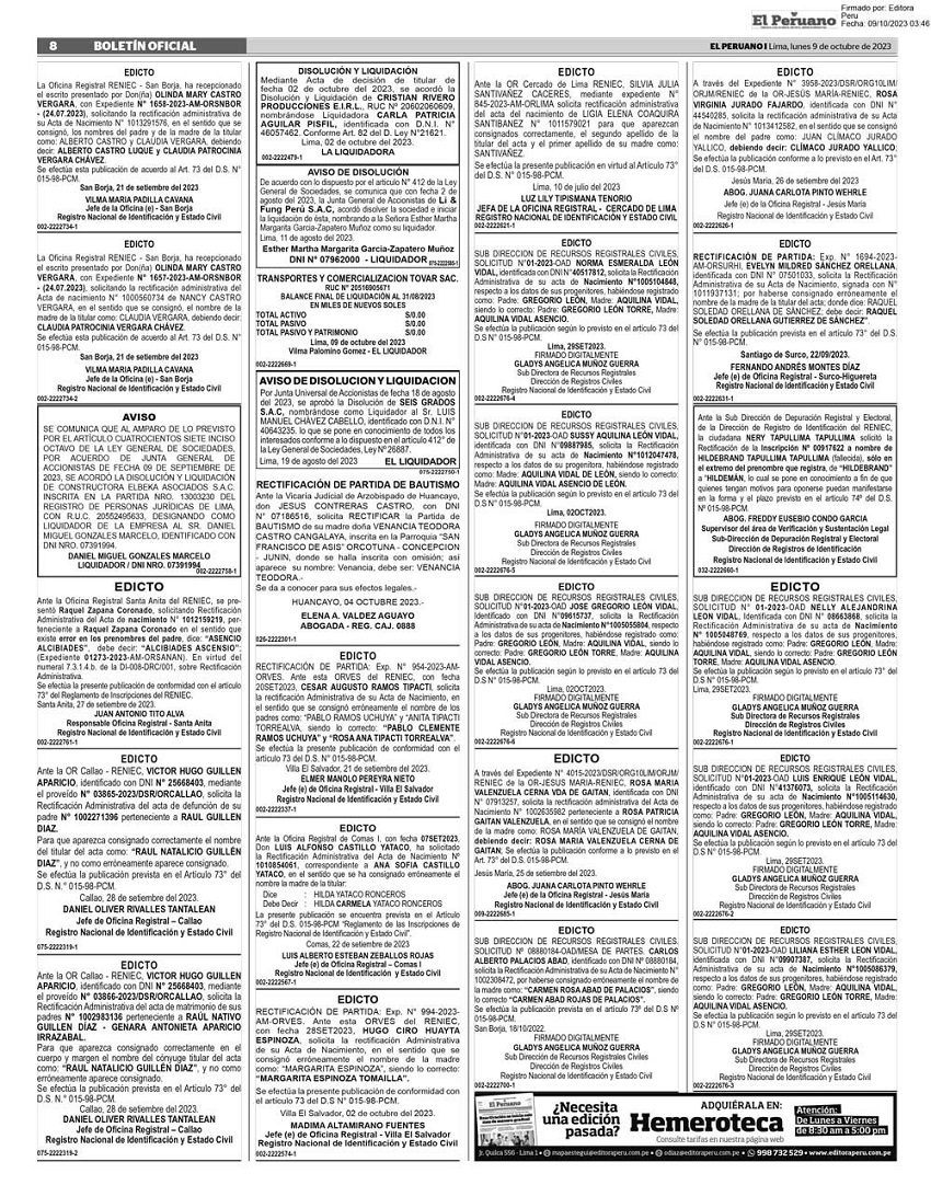 Muestras de Avisos de Disolucion publicado para SEIS GRADOS Muestras de Avisos de Disolucion publicado para SEIS GRADOS
