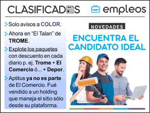 Empleos Comercio Talan. Aptitus ya no es parte de El Comercio. Fue vendido a Navent Group un holding que maneja el sitio sólo desde su plataforma