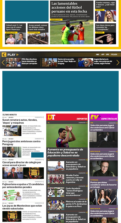 Ad Web Banners interactivos en ElComercio.PE Tarifas en interiores de ElComercio.pe en la web