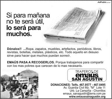 Campaña publicada en PERU21. Líder de los Diarios Tabloides Serios. 320,000 Lectores