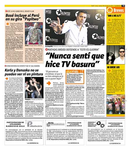 Avisos de Utilidades en El Comercio Nacional, TROME, Peru 21, OJO Nacional o CORREO Lima Avisos de Utilidades en El Comercio Nacional, TROME, Peru 21, OJO Nacional o CORREO Lima