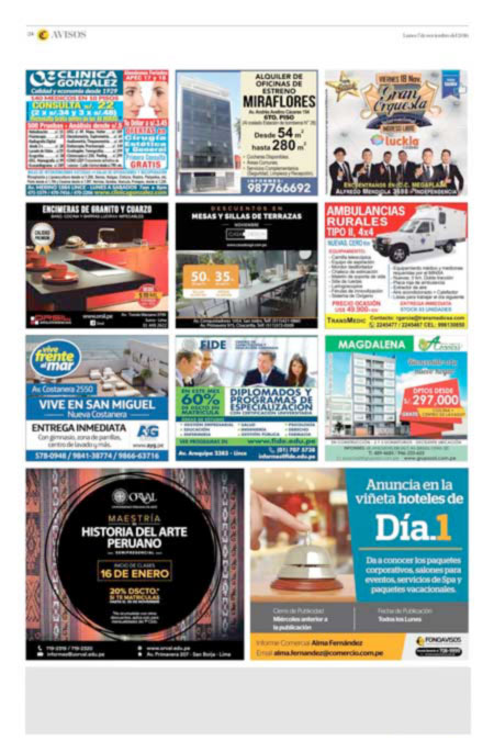 El Comercio pauta de avisos rotativos combos de avisos 4x2 soluciones de marca
