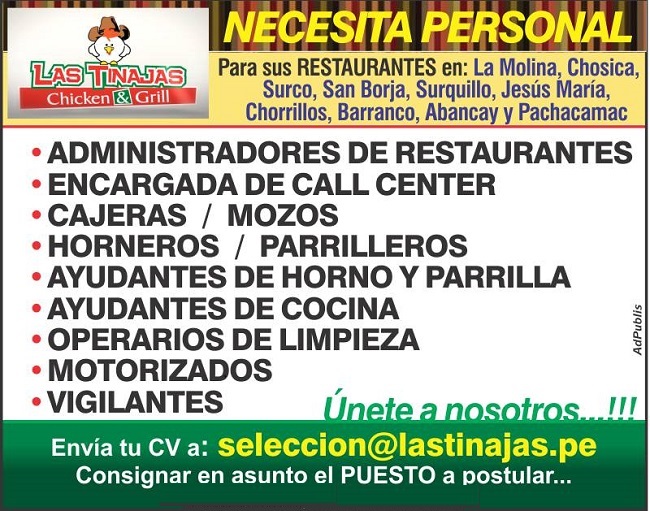 Avisos TROME El Comercio medida 3x2 para Restaurante - Polleria Las Tinajas Avisos TROME El Comercio medida 3x2 para Restaurante - Polleria Las Tinajas